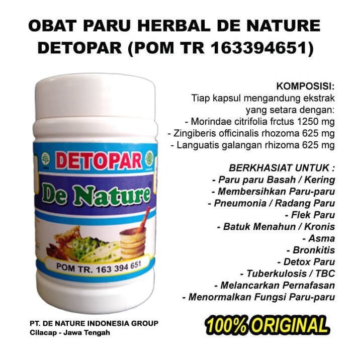 

Detopar Pipeca De Nature Asli Obat Paru Paru Ampuh Herbal Resmi PT. De Nature Indonesia