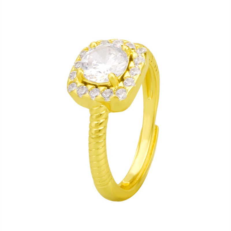 Ornamen Cincin Berlian Warna Emas Gaya Eropa Amerika Korea Untuk Pasangan