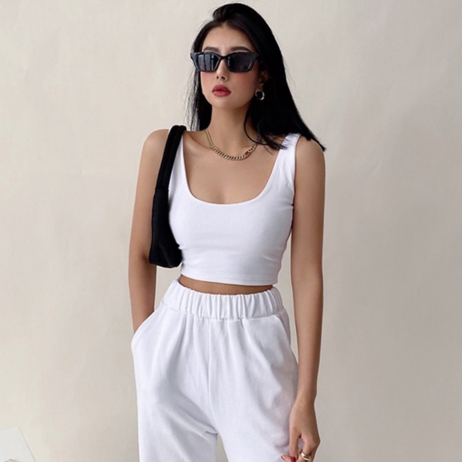 【LIVIAHOME】Square Neck Basic Cropped Tank Top 7289 (S/M/L)
