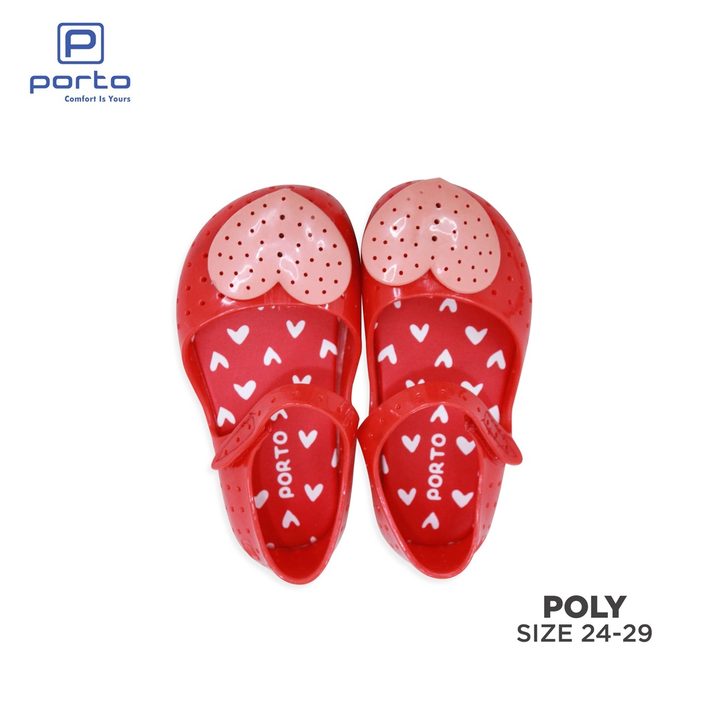 POLY - Porto Leveling Sepatu Sandal Anak-Anak Wanita Size 24 - 29 Nyaman Lucu Love Original Terbaru Porto Lady