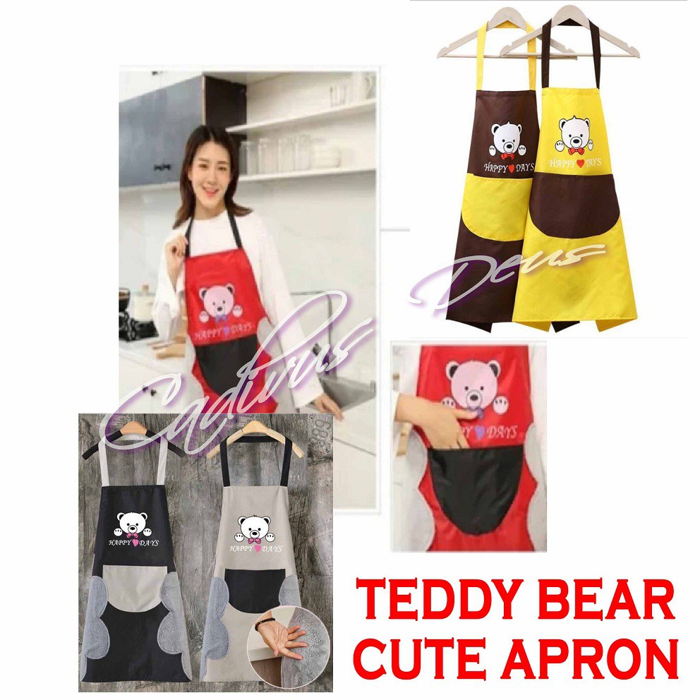 CELEMEK MASAK - ANTI AIR &amp; MINYAK - LAP TANGAN - HAPPY TEDDY