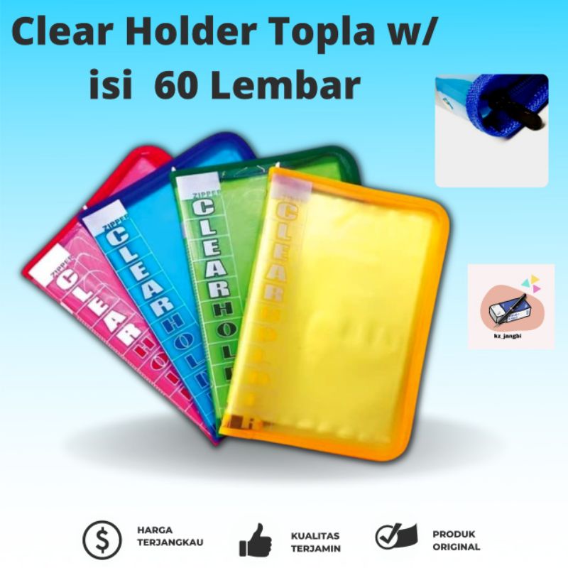 Map Dokumen Keeper Plastik Resleting Clear Holder Zipper Topla isi 60 Lembar