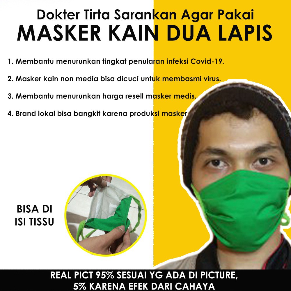 READY STOK Masker Dua Lapis Masker Tali Sambung Masker Kain Premium Masker Tali Polos Masker