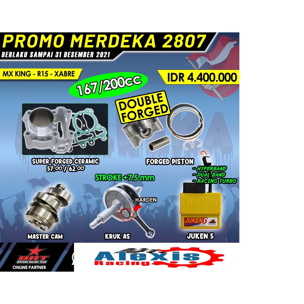 Promo Super Tahun Baru Bore Up BRT Blok Ceramic 57mm 62mm MX KING R15 XABRE VIXION