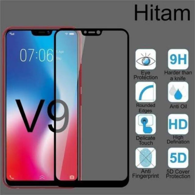 TEMPERED GLASS FULL COVER KUALITAS PREMIUM 9H VIVO V9