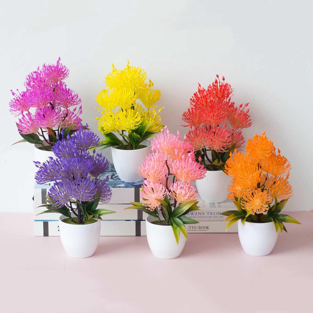 AM612 Bunga plastik / pajangan bunga Artificial / Vas Bulat