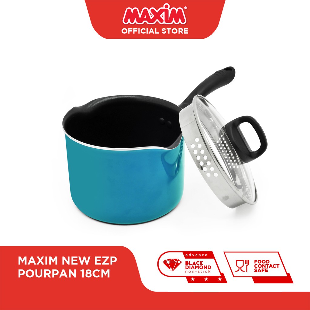 Maxim New EZP Panci Teflon Anti Lengket 18cm / 3.5L Pourpan + Tutup Kaca