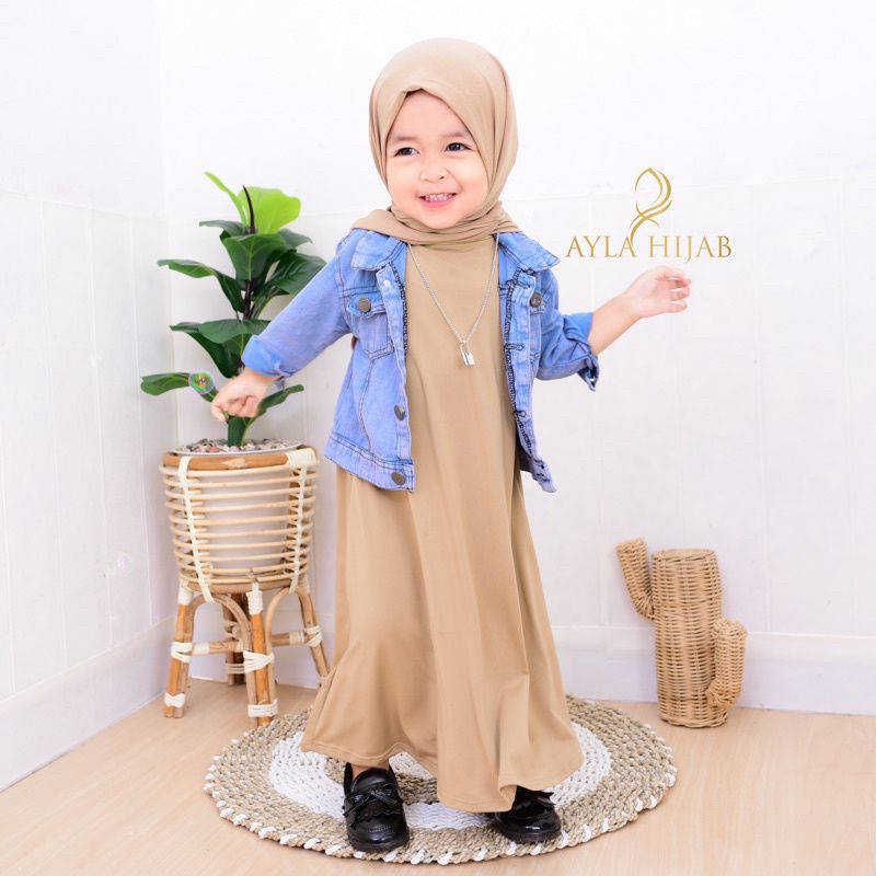 Gamis 2 in 1 anak untuk usia 1 sampai 12thnGamis tanpa lengan + jaket jeans //termurah