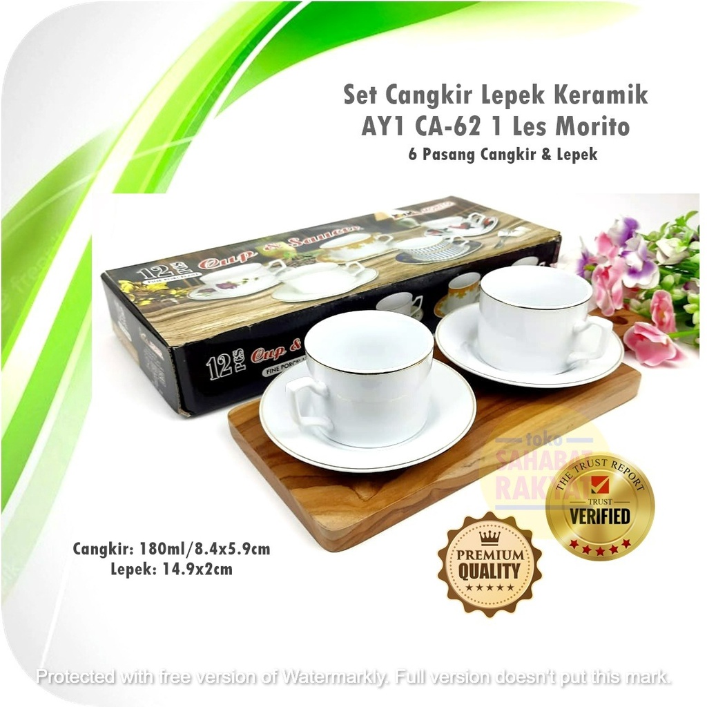 UTL030U Set Cangkir Lepek Keramik AY1 CA-62 1 Les  6 Pasang Morito