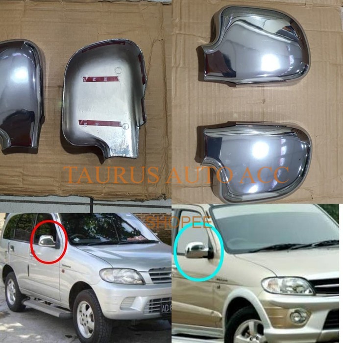 Cover tutup spion utama luar mobil Daihatsu TARUNA / oxxy Chrome crome tempel