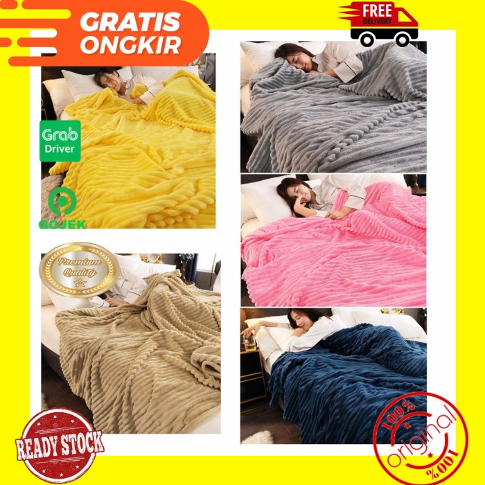 Selimut Dewasa Tebal Lembut Premium Salur Uk 180 X 200