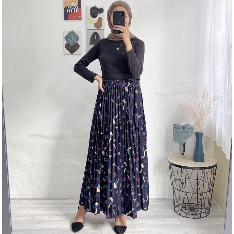 JNW-ROK PLISKET MOTIP KEMBANG ABSTRAK DAISY/DAILY/YEJIN/MOTIP KEMBANG ROK PLISKET ALLSIZE