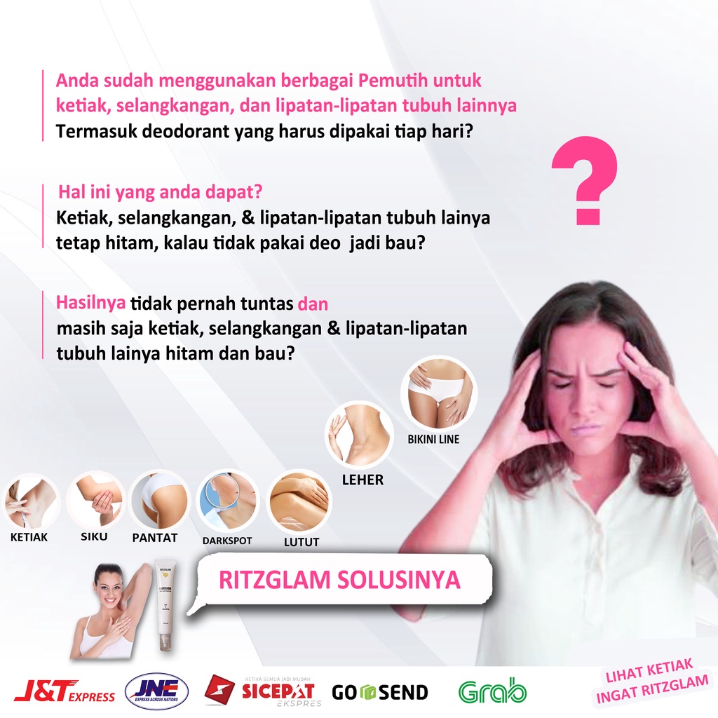 RITZGLAM Underarm + Lip Serum Vitamin Pelembab Pemerah Bibir. Bright &amp; Glow Together