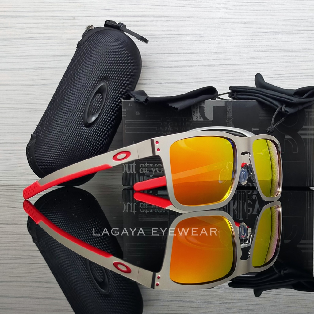 KACAMATA SPORT PRIA GAYA OAKLEY HOLBROOK METAL 4123 LENSA POLARIZED FREME GAGANG TITANIUM SOLID AKSE