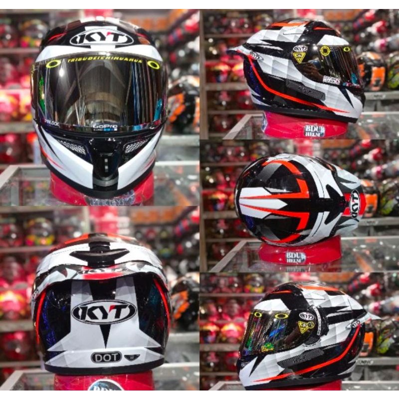 KYT K2 RIDER DIAMOND WHITE/ RED PAKET GANTENG