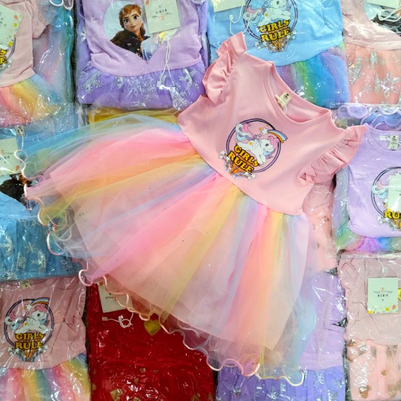 DRESS UNICORN ELSA FROZEN TUTU SUPER PREMIUM baby - 4Thn