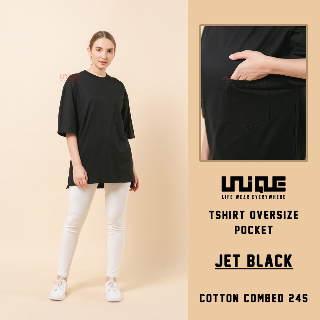 UNIQUE - (Pocket Series) Kaos Oversize Pocket Jet Black