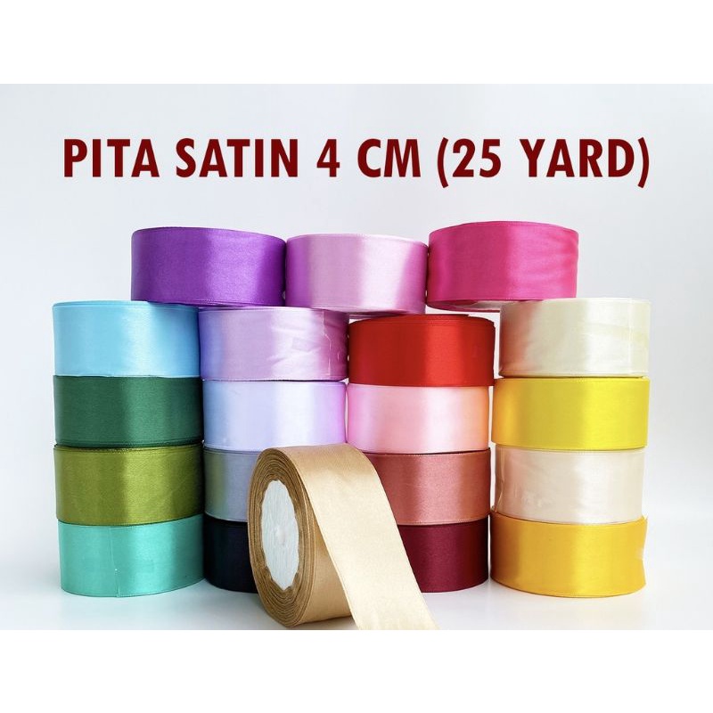 

1 roll pita satin 4cm 25yard - pita satin pita kado - pita buket bunga- bahan craft