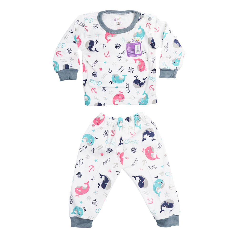 Setelan Baju Bayi Katun Lengan Panjang Celana Panjang Scelta Original