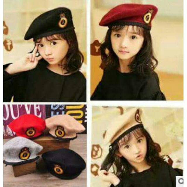 TOPI BARET ANAK, Velvet, Topi Kostum, Topi Tentara Anak