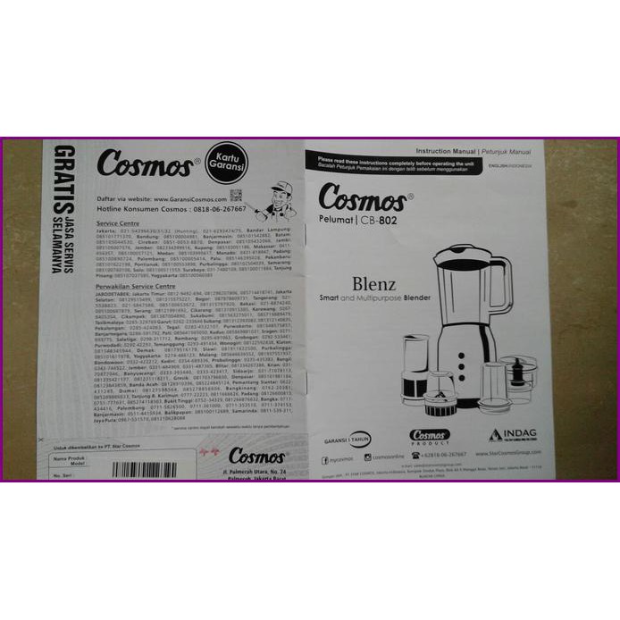 ► (TP) Blender Cosmos Blenz Cb 802 Cb802 4In1 Cb-802 - Peralatan Dapur - Blender & Juicer Kualitas