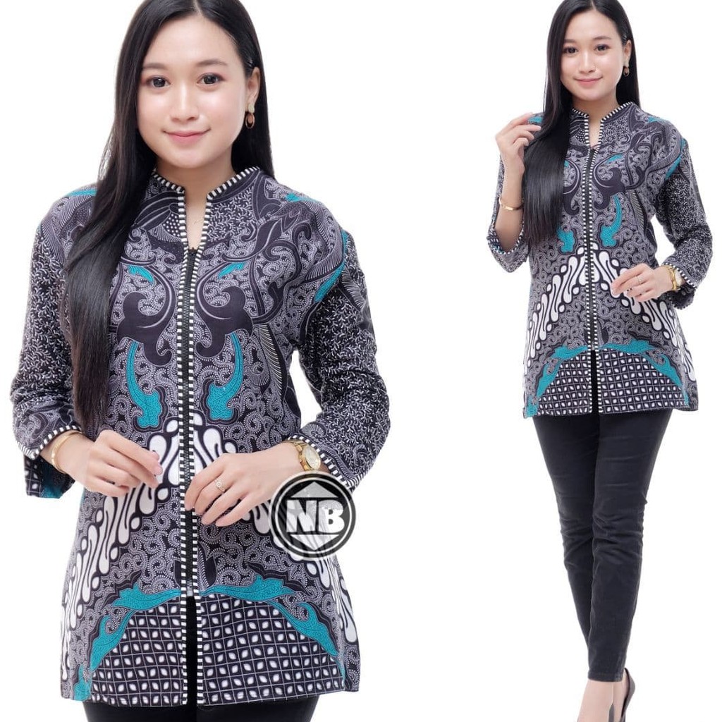 Atasan Batik Wanita Katun Dolbi Dobby Doby Tenun Sutra Tulis Halus Katun ATBM Baron ,Sarombit Atasan-ZIPER SEMARANG TOSCA