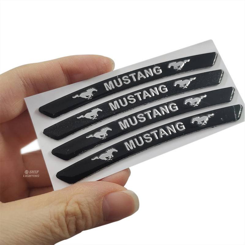 4 x Aluminum MUSTANG Letter Logo Car Auto Wheel Tire Decorative Emblem Badge Sticker Decal FORD MUSTANG