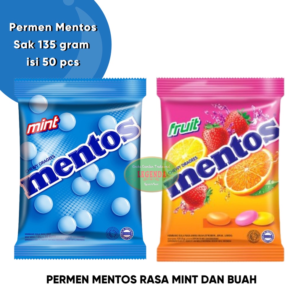 

Permen Mentos Zak 135gr isi 50 butir mint fruit peppermint buah