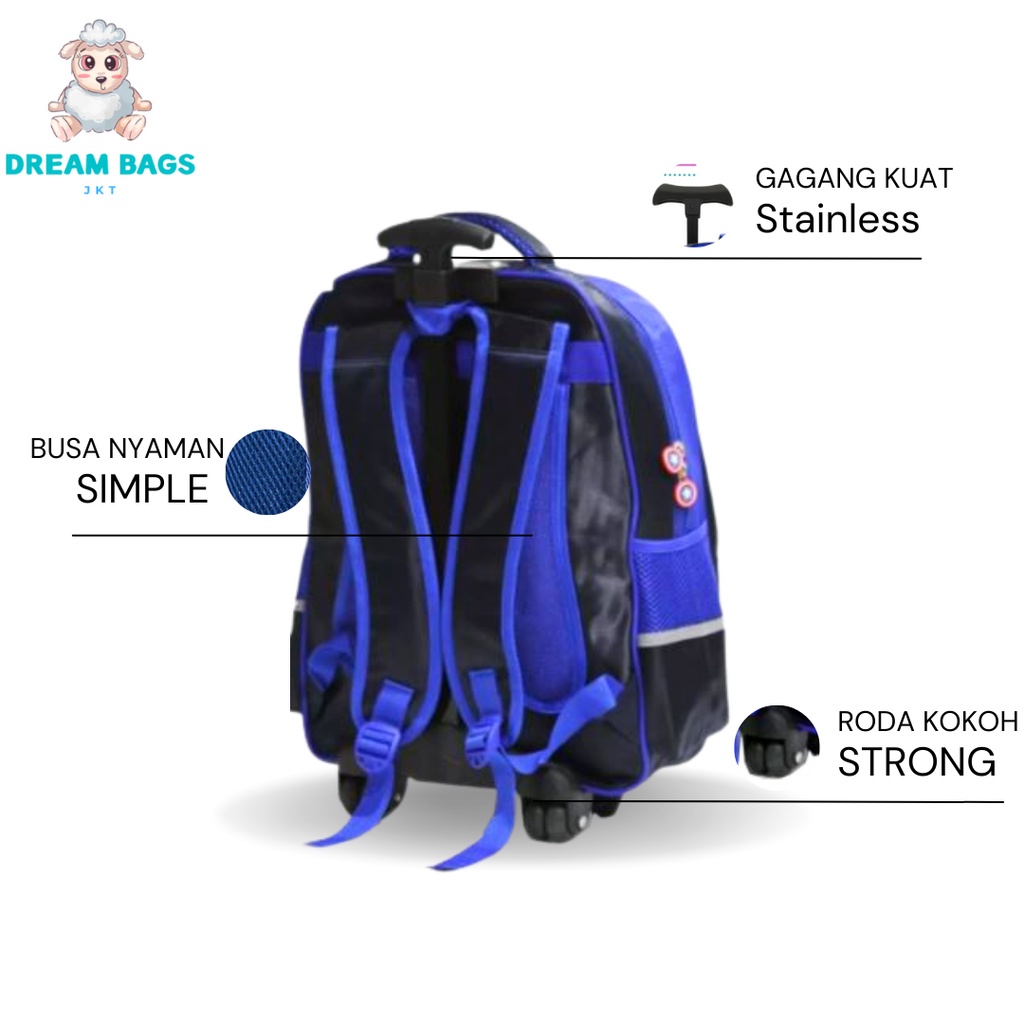 DREAM BAGS - Tas Troli Anak Karakter - Tas Koper Anak - Tas Anak Laki Laki