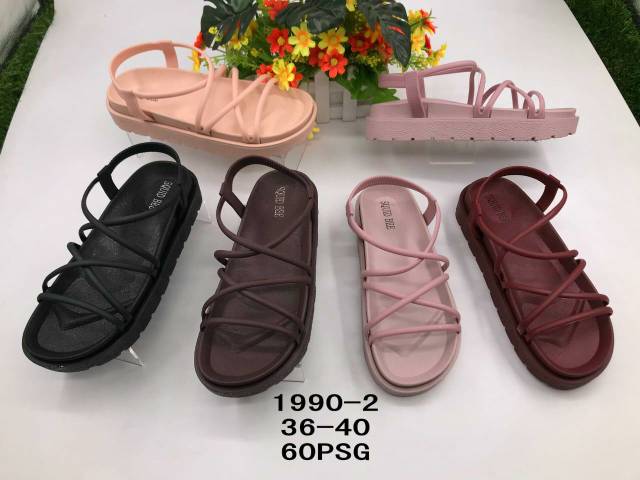 12.12 Birthday Sale 1990-2 Sandal Jelly Tali Kecil Silang Bahan Tebal bacadeskripsi