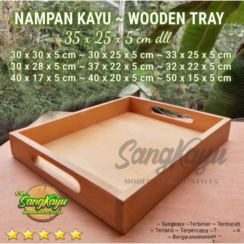 Nampan tray with handle 35x25x5 cm kotak kayu seserahan Wooden tray