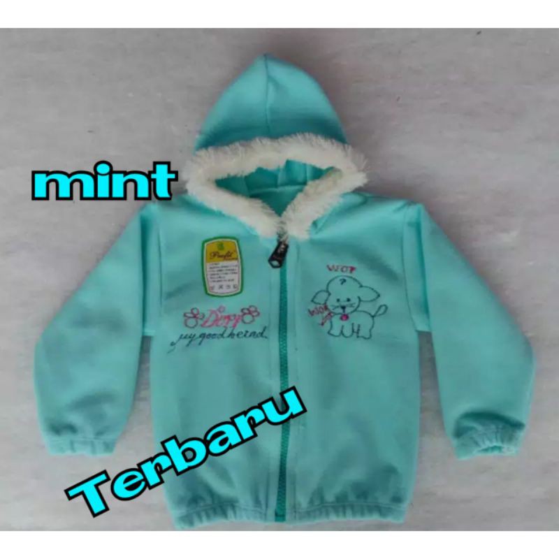 Jaket bayi lembut tebal bulu-Halus mint