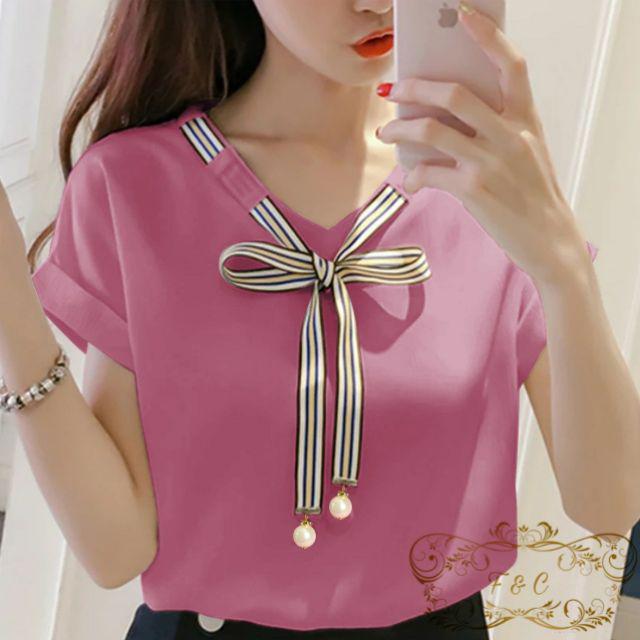 BISA COD - BLOUSE LAURA Blouse Korean Style Wanita Remaja Atasan Kaos Blouse Wanita Dewasa Lengan Pendek Bahan Balotelly-Dusty pink