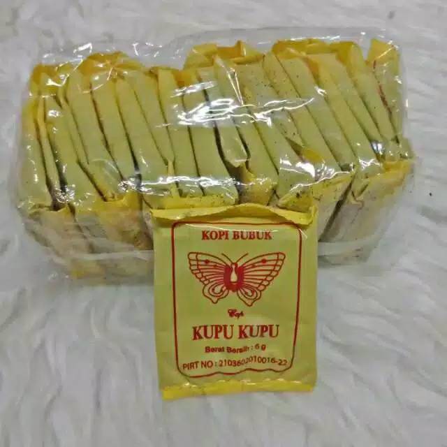 

Kopi BUBUK HITAM cap KUPU-KUPU khas lebak banten 5,5 gr 1 Pack isi 20 bungkus