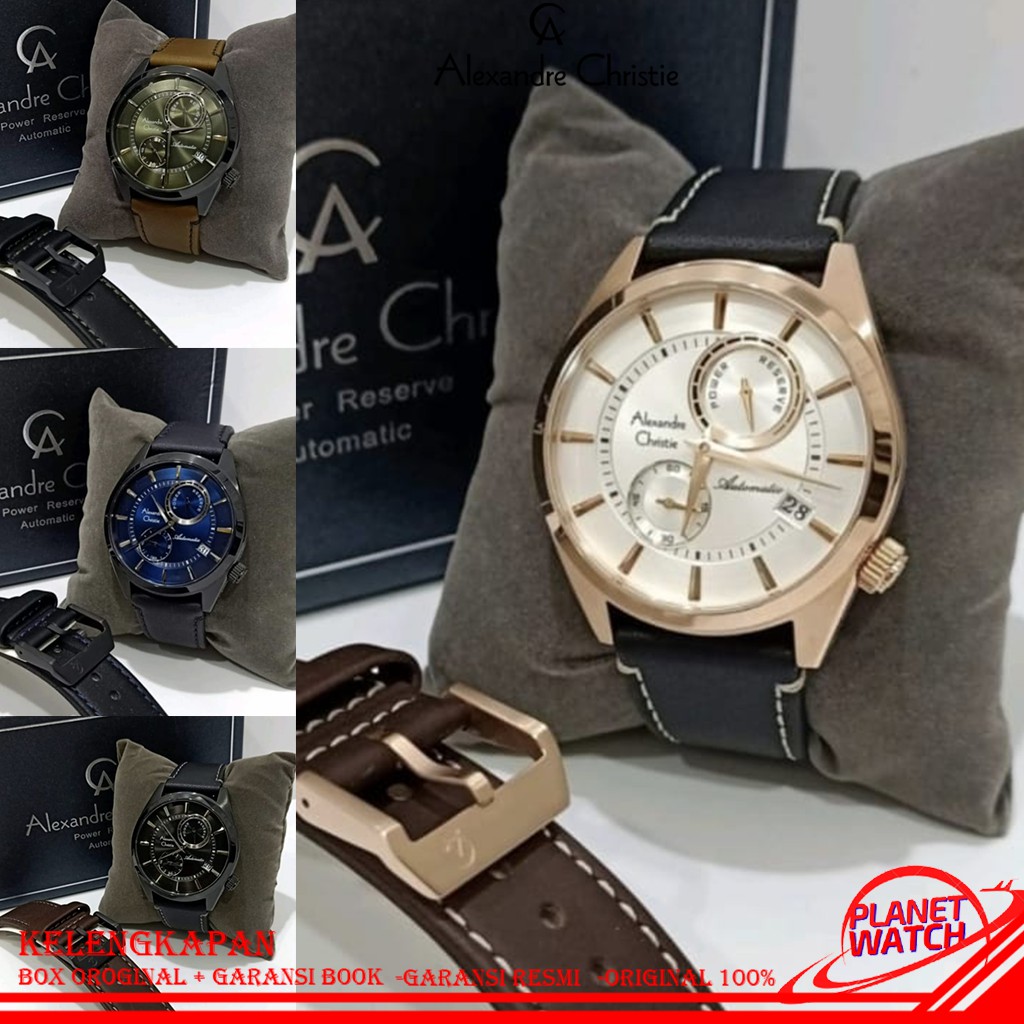 ALEXANDER CHRISTIE PRIA ORIGINAL JAM TANGAN AUTOMATIC + TALI KULIT PRIA JAM ALEXANDER CHRISTIE 3041