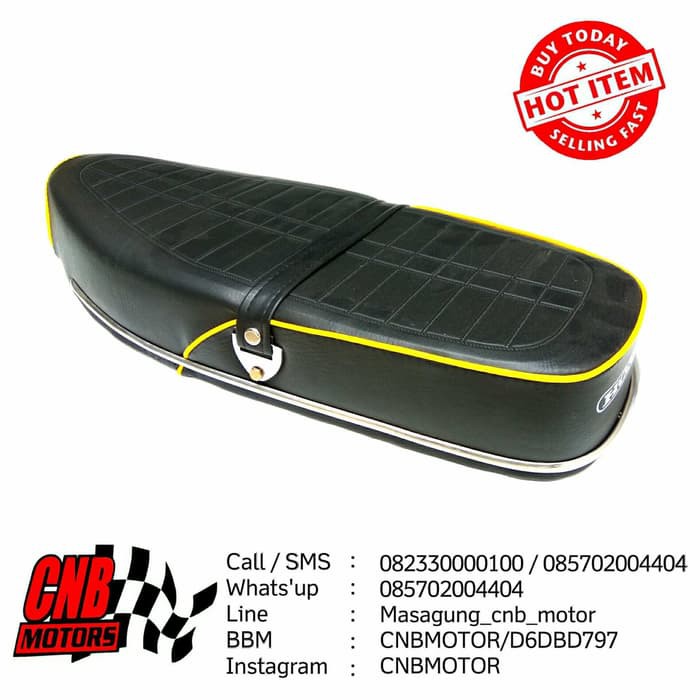 Jok Sadel C70 Standart Tipis Hitam Lis Kuning Untuk Rangka C70