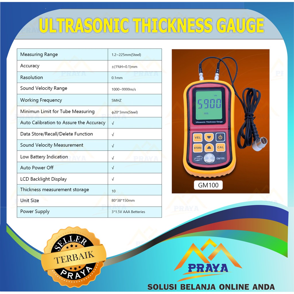 GM100 ULTRASONIC THICKNESS GAUGE CEK KETEBALAN TEBAL