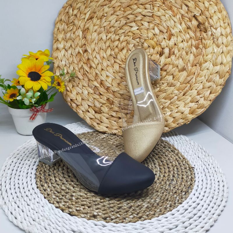 Sandal Zara mika Hak Kaca AM07 Mewah Good Quality Hp08