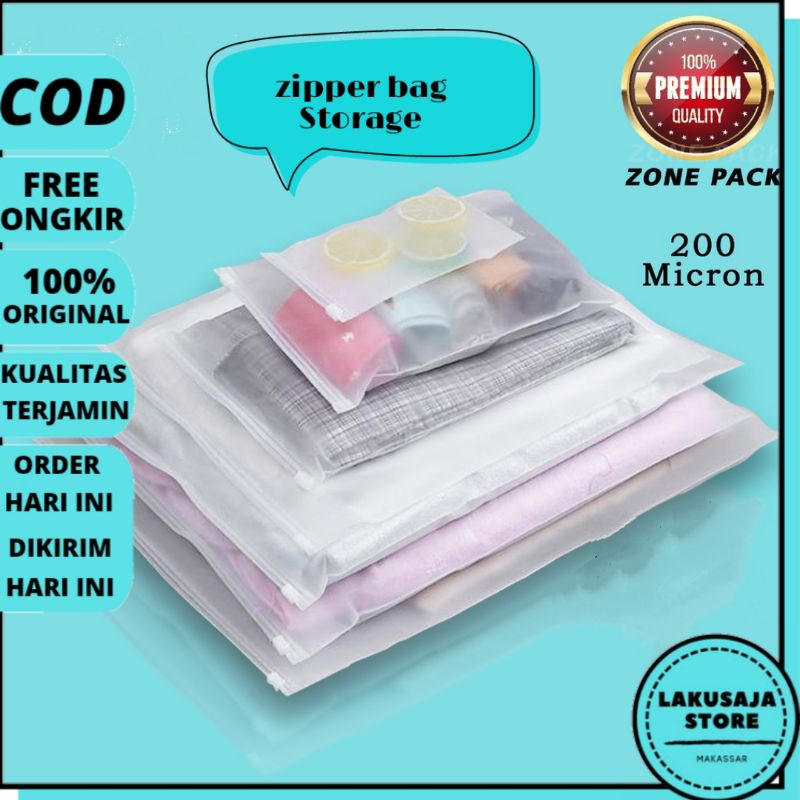 ZIPPER STORAGE BAG POLOS TRAVEL BAG TAS PEMISAH BARANG TRAVEL PLUS ZIPLOCK TERMURAH MAKASSAR
