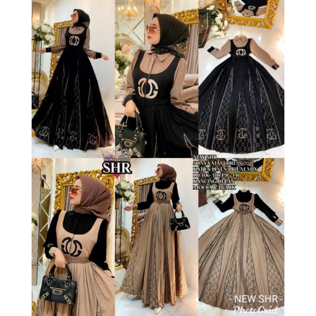 ready NEW SHR Maxi dress Sonya bhn katun linen mix