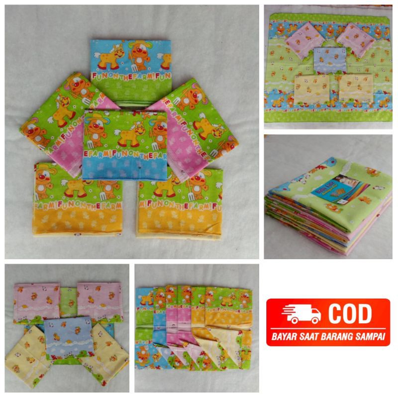 Bedong Bayi Isi 6 Pcs Motif Karakter Terbaru