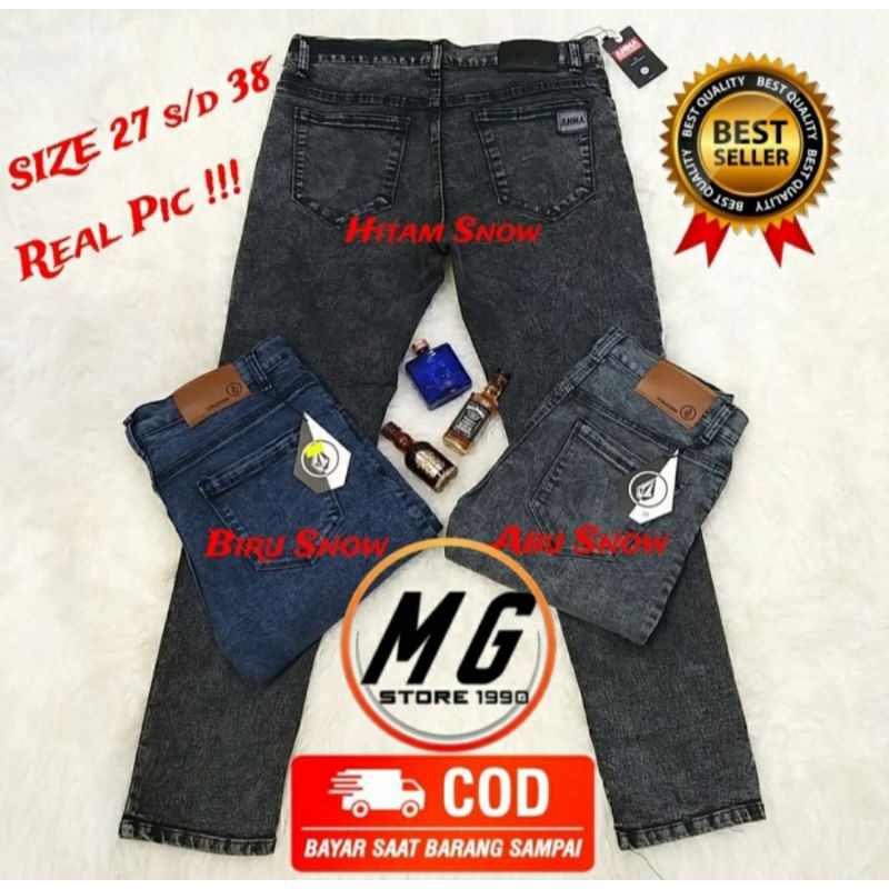 CELANA JEANS SOFT PRIA DENIM STREET PENSIL MURAH SNOW