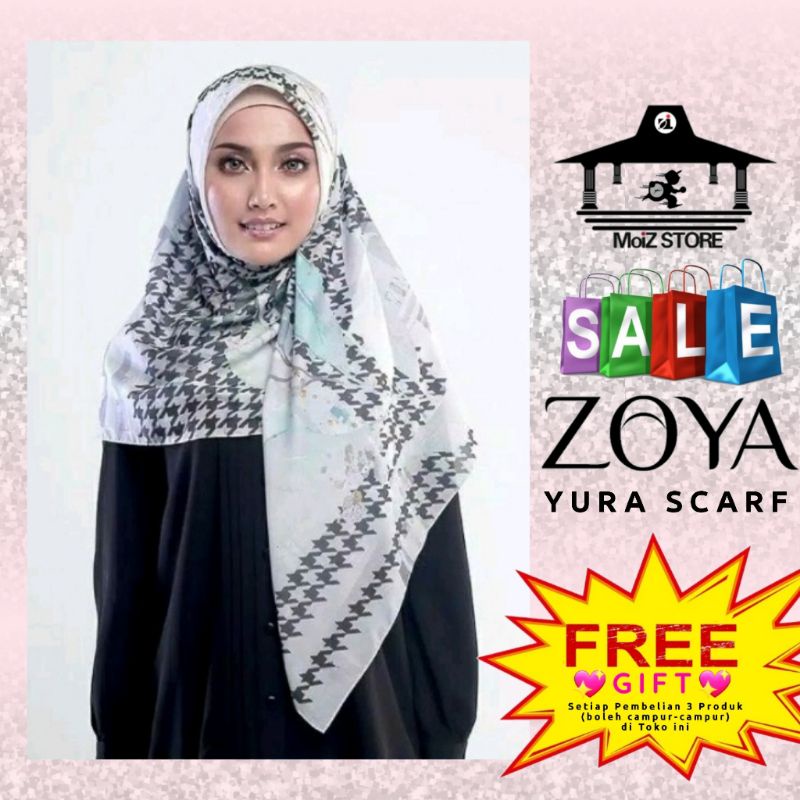 Zoya Yura Scarf Jilbab Hijab Kerudung Krudung Krudungan Kerudungan Motif Segi Empat Segiempat Segi 4