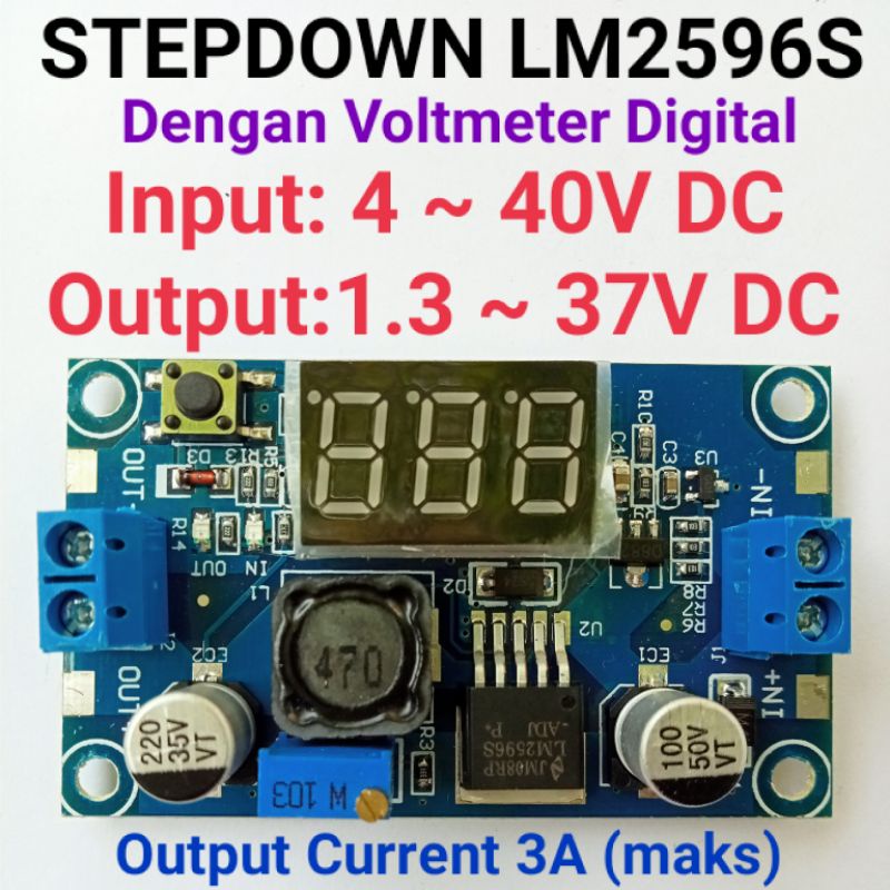 Step Down LM2596S DC - DC dengan Voltmeter Digital
