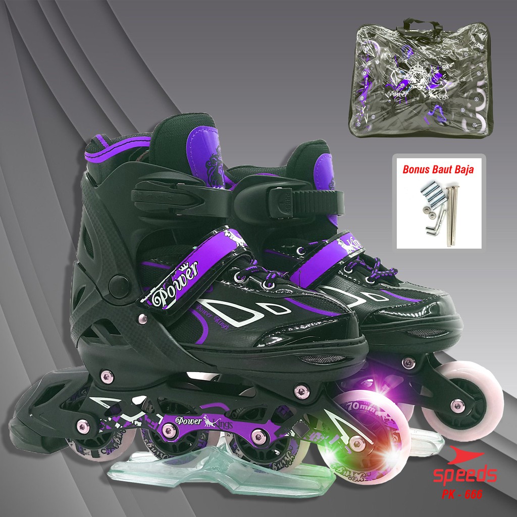 Sepatu Roda Anak Lampu Remaja Inline Skate Pu Nyala Pk 666 High Quality Shopee Indonesia
