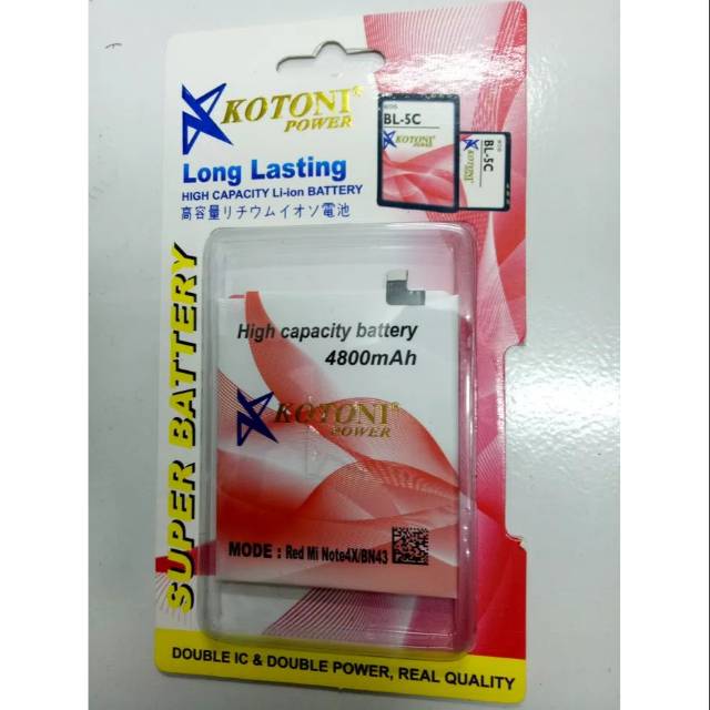 KOTONI Battery BN43 redmi note 4x double power