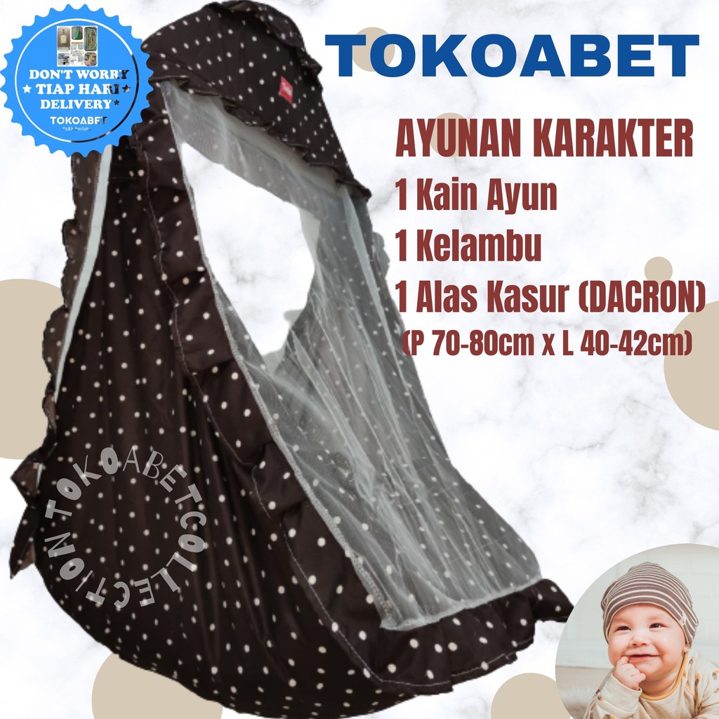 AYUNAN KARAKTER Bayi Baby dan Anak Kain Katun Kelambu Alas Kasur Lembut Variasi NO PER NO HANGER TOKOABET