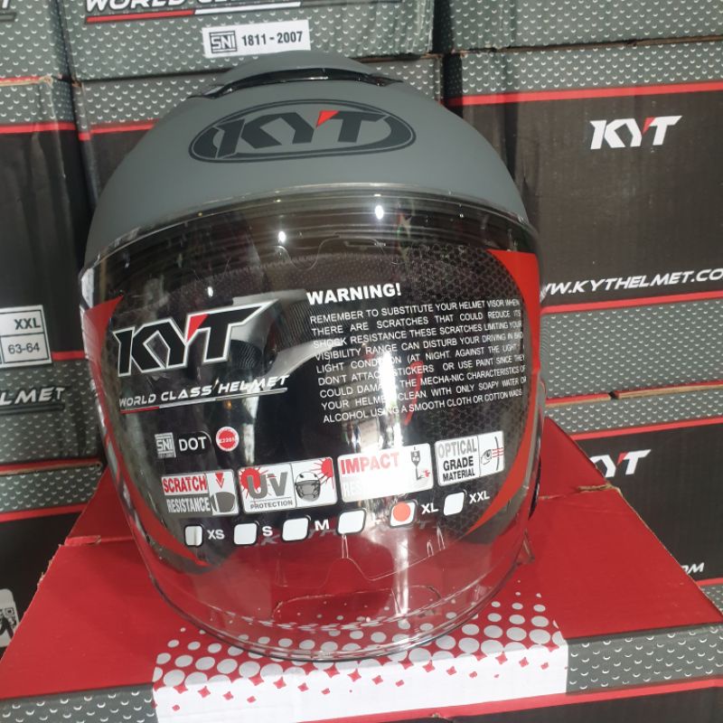 Helm KYT half face Kyoto Solid-Gorilla grey doff