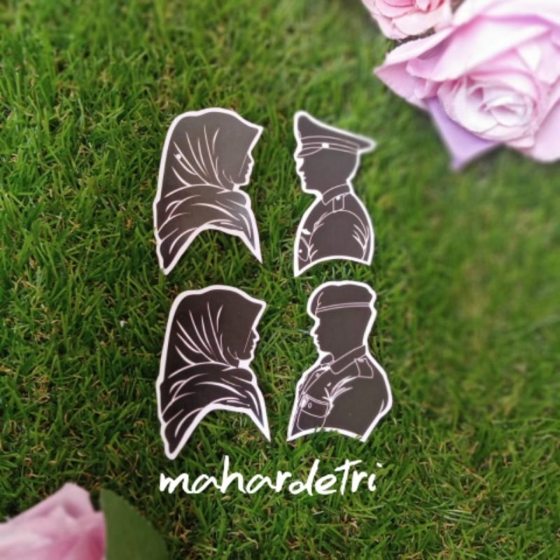 Siluet POLISI dan TNI Couple (sepasang) bahan KARTON Bahan Isi Hiasan Dekorasi Mahar