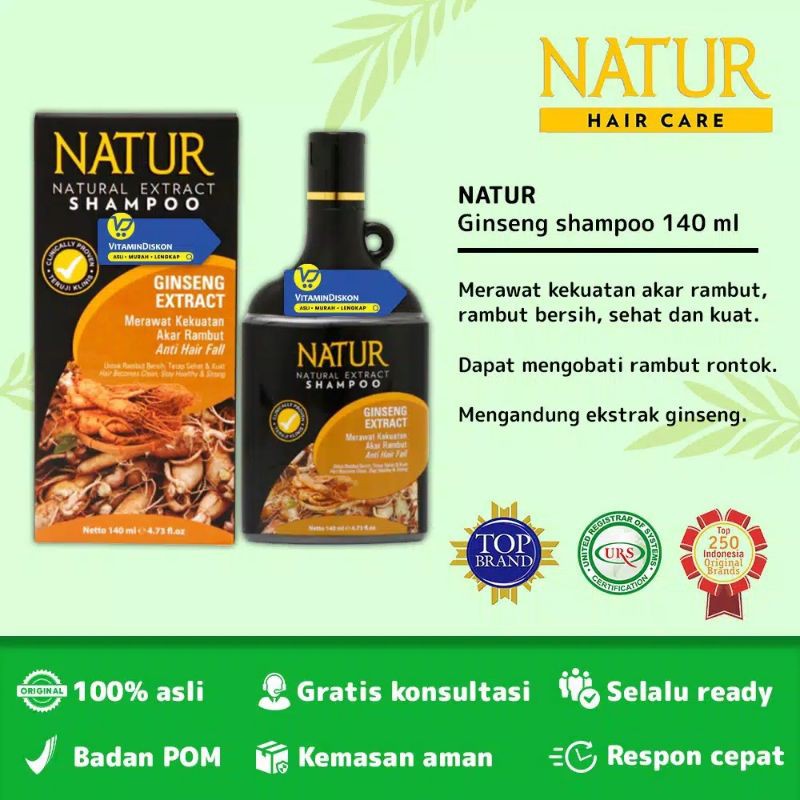 SHAMPO NATUR UNTUK RAMBUT RONTOK NATUR SHAMPOO GINSENG 140ML ORIGINAL BPOM SHAMPO NATUR GINSENG PERAWATAN RAMBUT